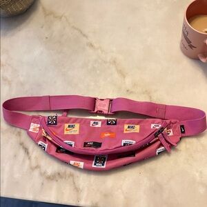 Nike Pink Belt Bag with Multicolor Logos